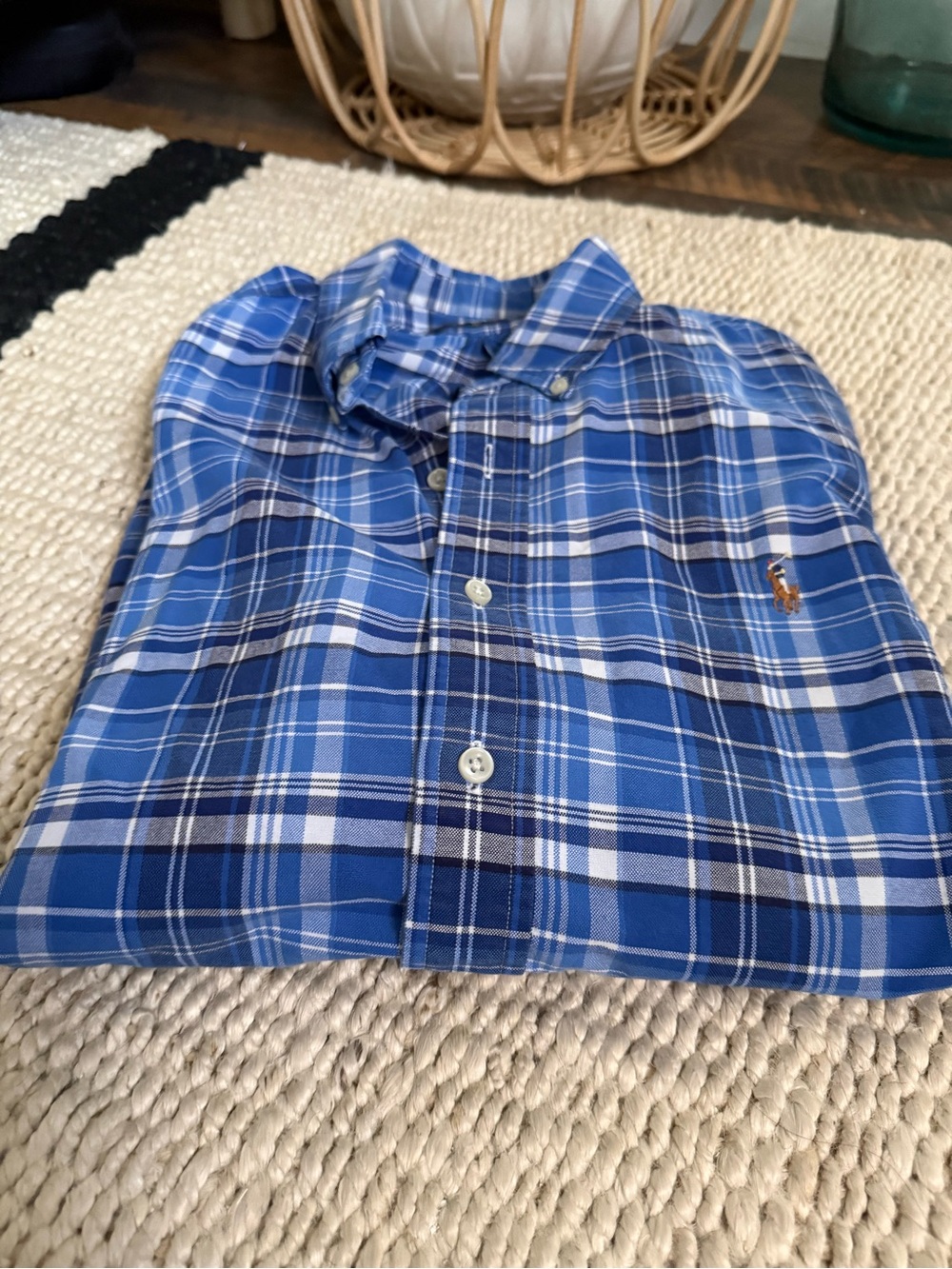 Ralph Lauren Blue & White Plaid Button-Down Shirt